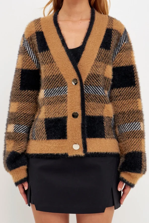 ENGLISH FACTORY Sweaters & Knits | Tops*- Check Plaid Cardigan Sweater