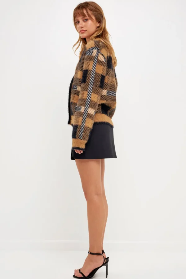 ENGLISH FACTORY Sweaters & Knits | Tops*- Check Plaid Cardigan Sweater