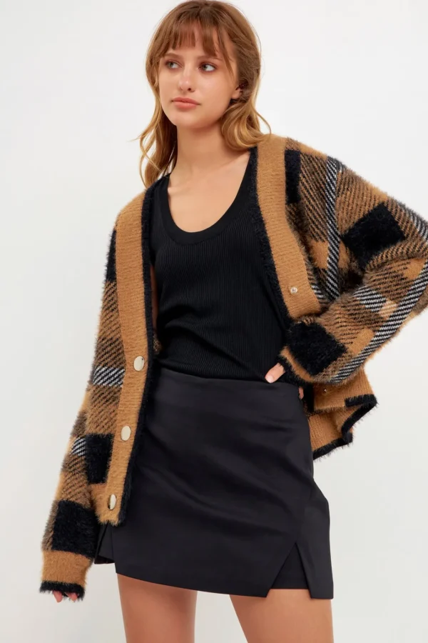 ENGLISH FACTORY Sweaters & Knits | Tops*- Check Plaid Cardigan Sweater