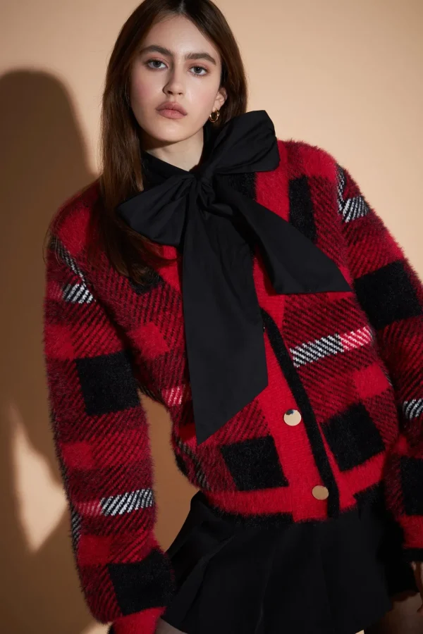 ENGLISH FACTORY Sweaters & Knits | Tops*- Check Plaid Cardigan Sweater