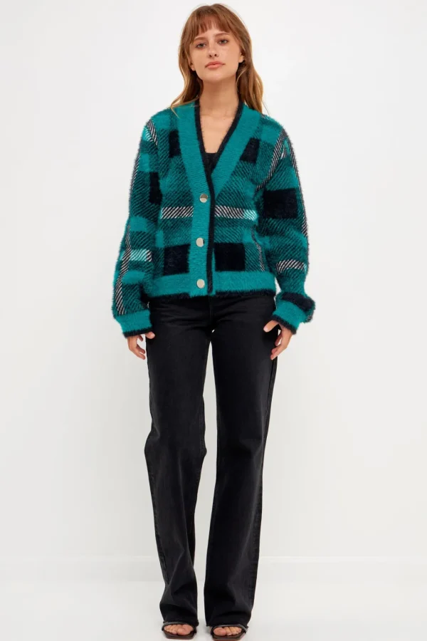 ENGLISH FACTORY Sweaters & Knits | Tops*- Check Plaid Cardigan Sweater