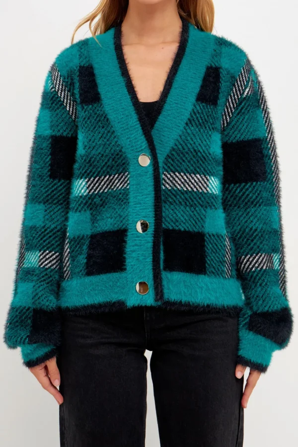 ENGLISH FACTORY Sweaters & Knits | Tops*- Check Plaid Cardigan Sweater