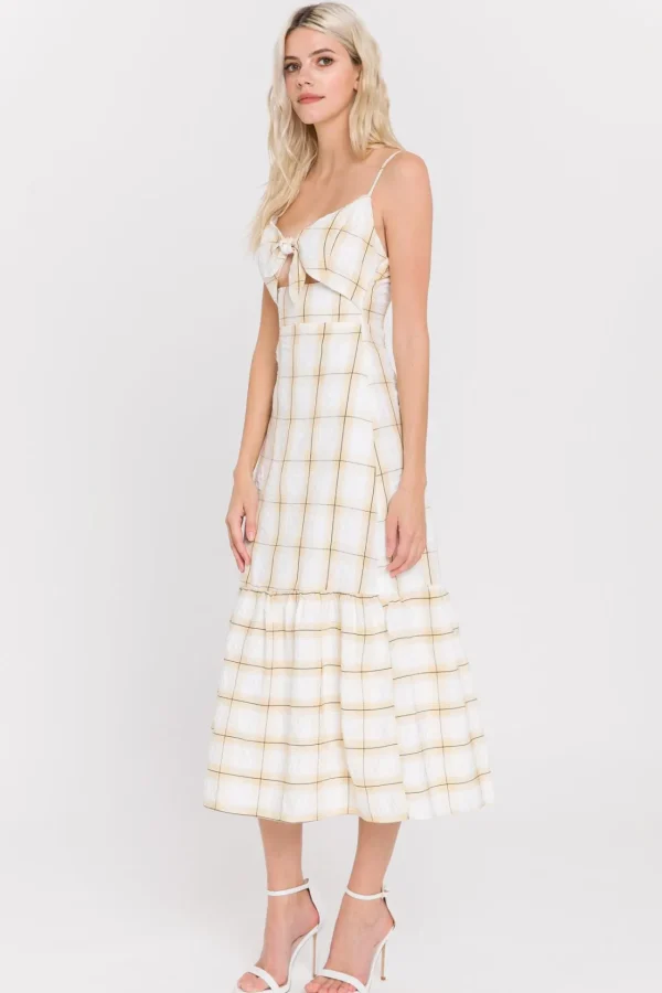 ENGLISH FACTORY Tops*- Check Print Maxi Dress YELLOW