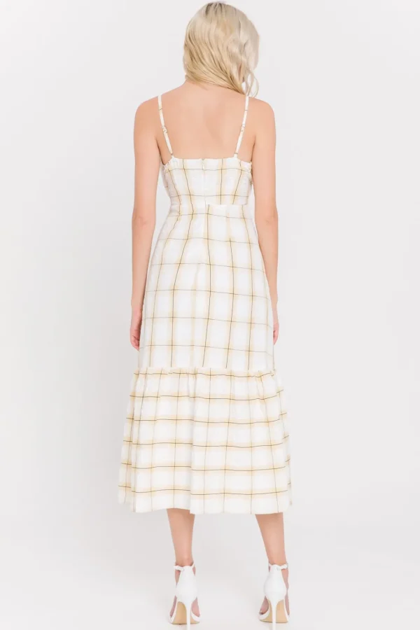 ENGLISH FACTORY Tops*- Check Print Maxi Dress YELLOW