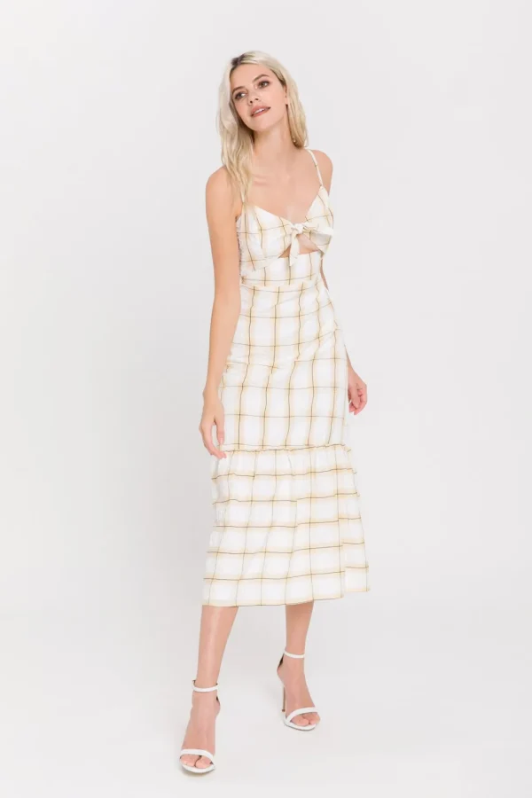 ENGLISH FACTORY Tops*- Check Print Maxi Dress YELLOW