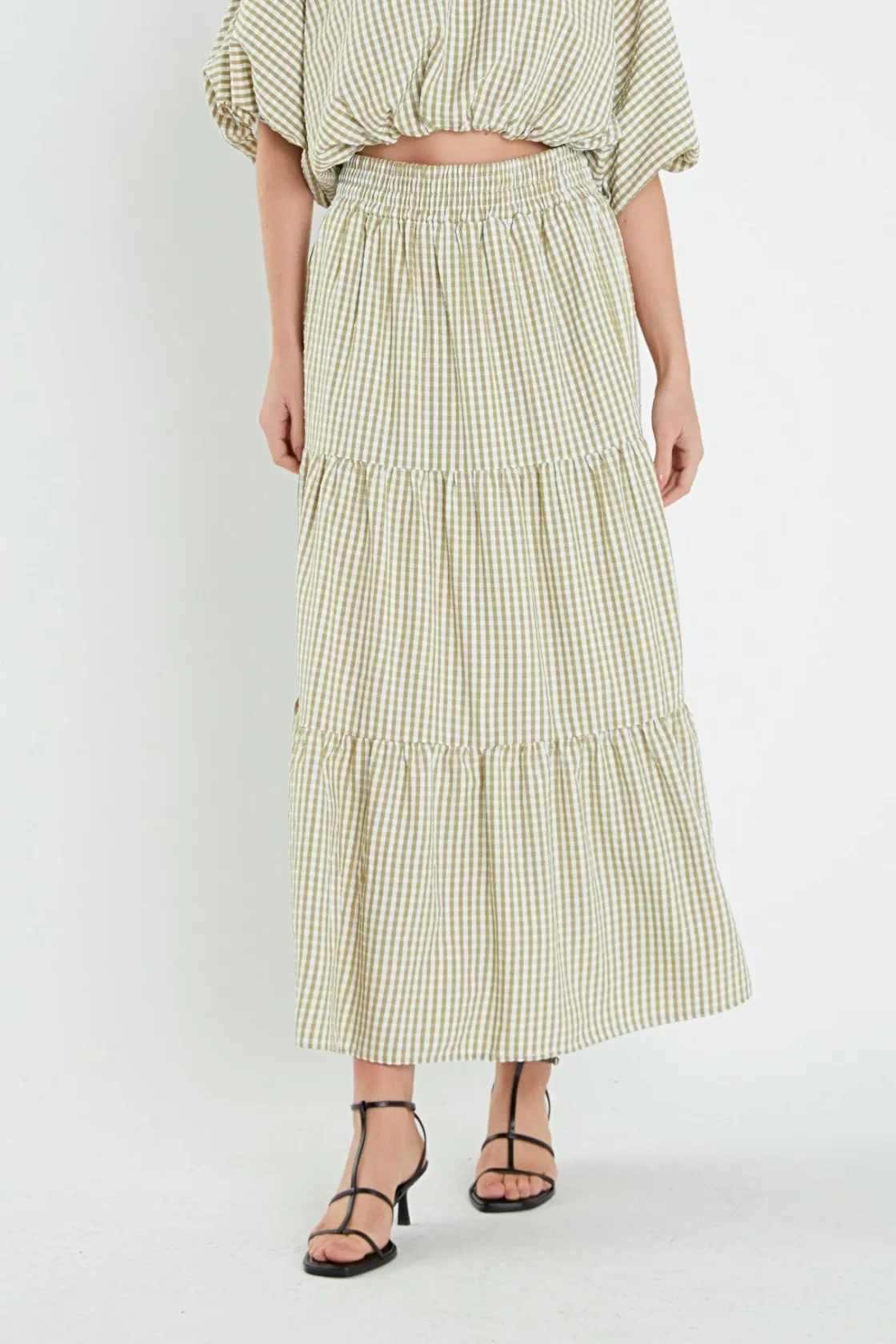 english_factory__check_pr_5-1.webp ENGLISH FACTORY Matching Sets | Skirts*- Check Print Tiered Maxi Skirt