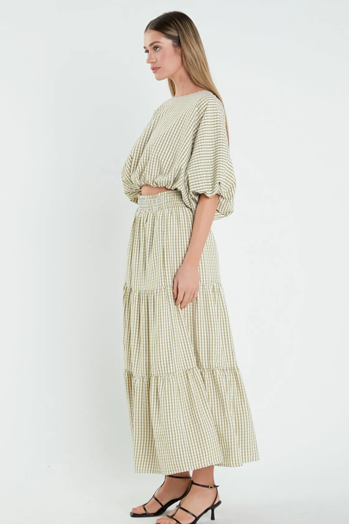 english_factory__check_pr_6-1.webp ENGLISH FACTORY Matching Sets | Skirts*- Check Print Tiered Maxi Skirt