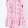 ENGLISH FACTORY Skirts | Tops*- Check Smocked Maxi Skirt PINK