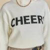 ENGLISH FACTORY Sweaters & Knits | Tops*- Cheers Lettering Sweater WHITE