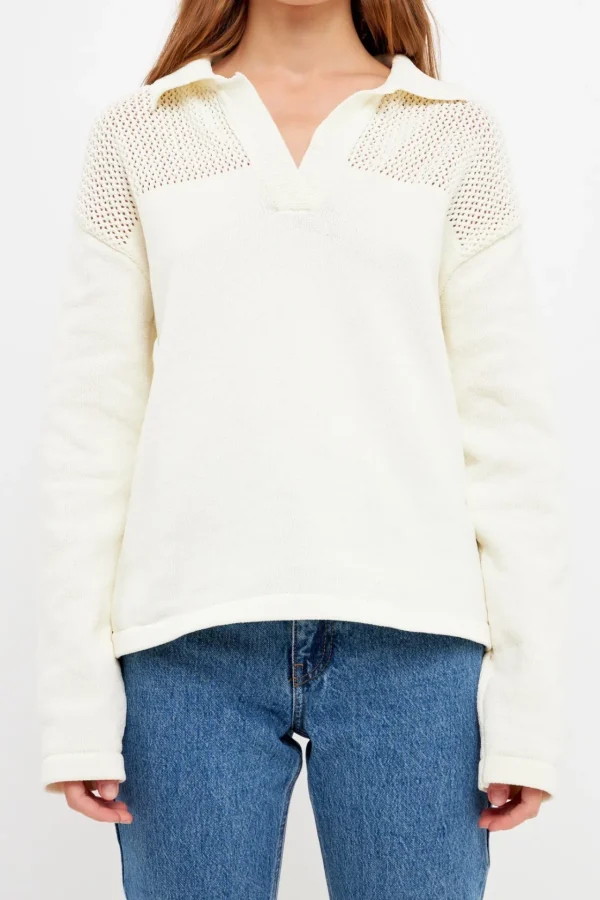 ENGLISH FACTORY Sweaters & Knits | Tops*- Chenille Sweatshirt CREAM
