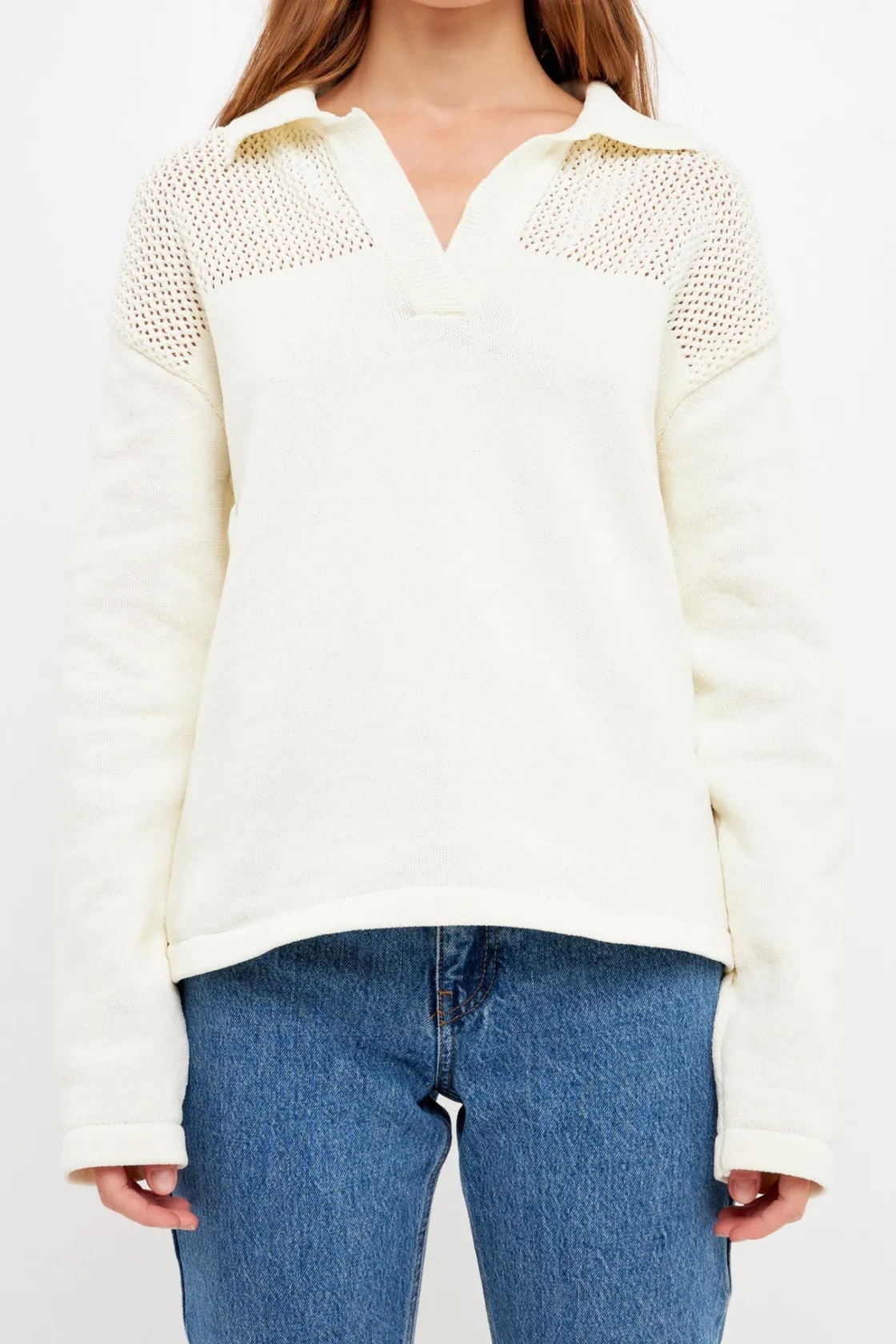 english_factory__chenille_0-2.webp ENGLISH FACTORY Sweaters & Knits | Tops*- Chenille Sweatshirt CREAM