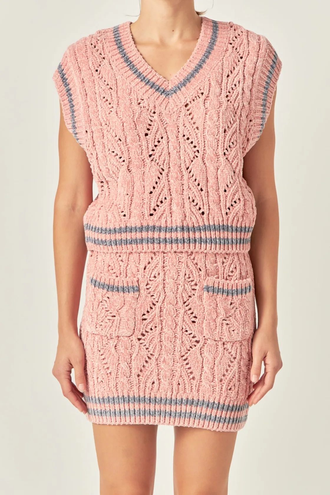 english_factory__chenille_0.webp ENGLISH FACTORY Tops*- Chenille Contrast Vest