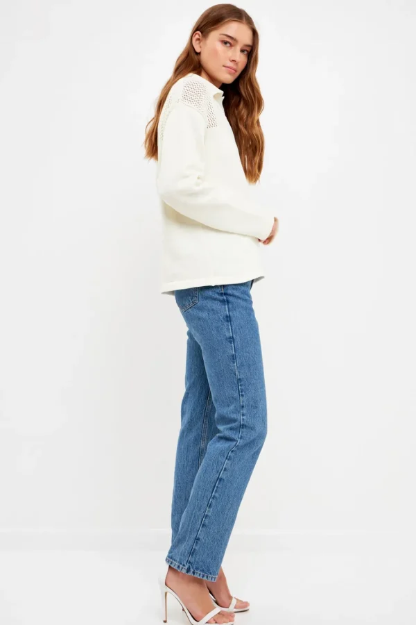 ENGLISH FACTORY Sweaters & Knits | Tops*- Chenille Sweatshirt CREAM