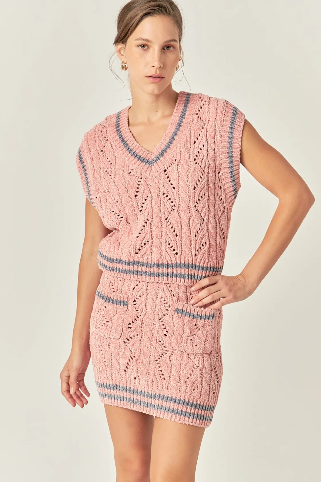english_factory__chenille_3-1.webp ENGLISH FACTORY Skirts | Tops*- Chenille Contrast Mini Skirt