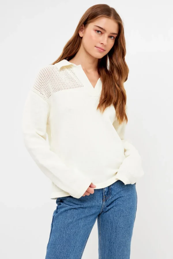 ENGLISH FACTORY Sweaters & Knits | Tops*- Chenille Sweatshirt CREAM