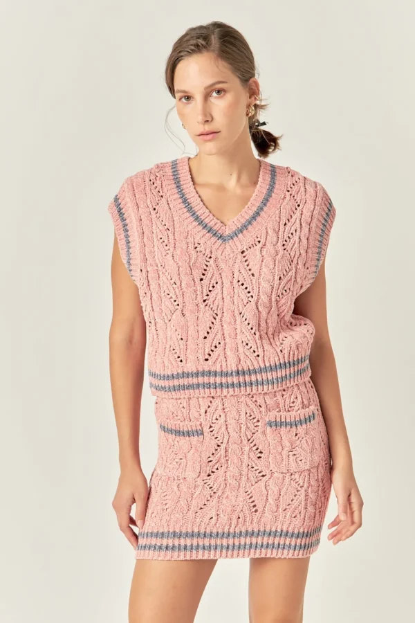 ENGLISH FACTORY Tops*- Chenille Contrast Vest