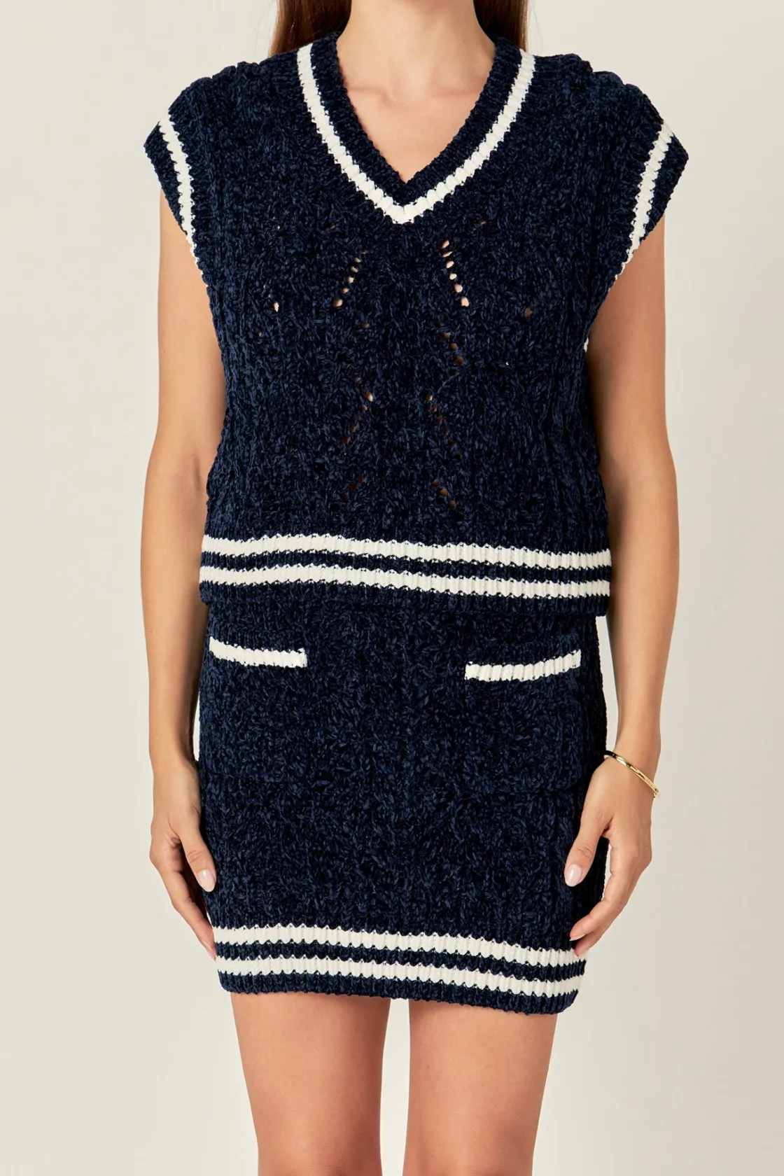 english_factory__chenille_5.webp ENGLISH FACTORY Tops*- Chenille Contrast Vest