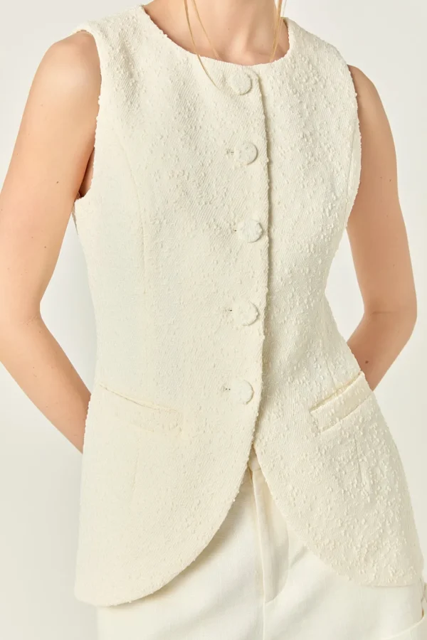 ENGLISH FACTORY Vest | Tops*- Chloe Vest OFFWHITE