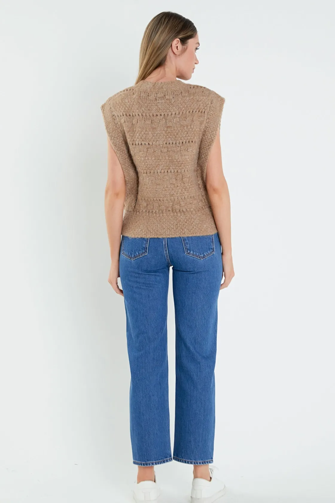 english_factory__chunky_t_2.webp ENGLISH FACTORY Jackets & Coats | Tops*- Chunky Textured Knit Vest BROWN
