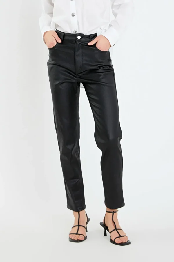 ENGLISH FACTORY Denim | Tops*- Coated Skinny Jean BLACK