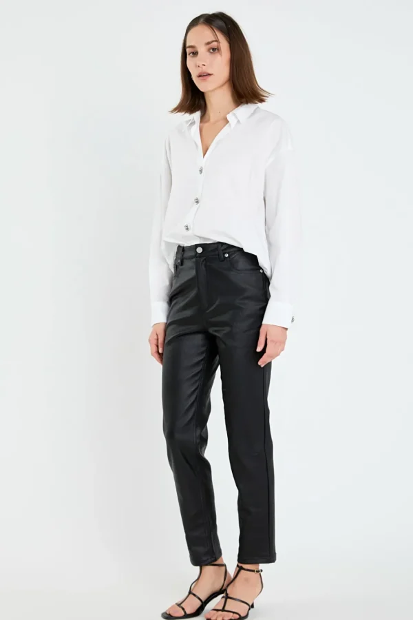 ENGLISH FACTORY Denim | Tops*- Coated Skinny Jean BLACK