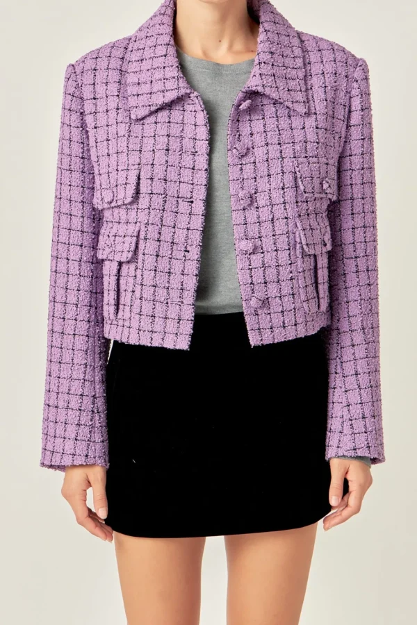 ENGLISH FACTORY Jackets & Coats | Tops*- Collar Detail Tweed Jacket
