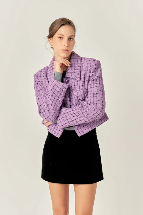 ENGLISH FACTORY Jackets & Coats | Tops*- Collar Detail Tweed Jacket