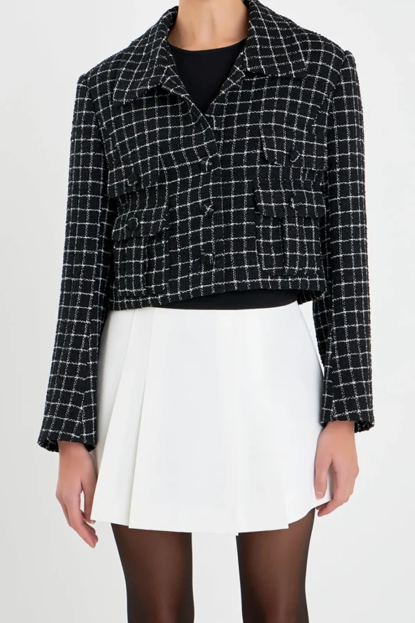 ENGLISH FACTORY Jackets & Coats | Tops*- Collar Detail Tweed Jacket