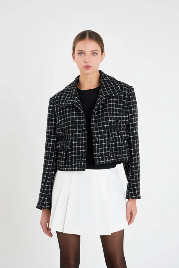 ENGLISH FACTORY Jackets & Coats | Tops*- Collar Detail Tweed Jacket