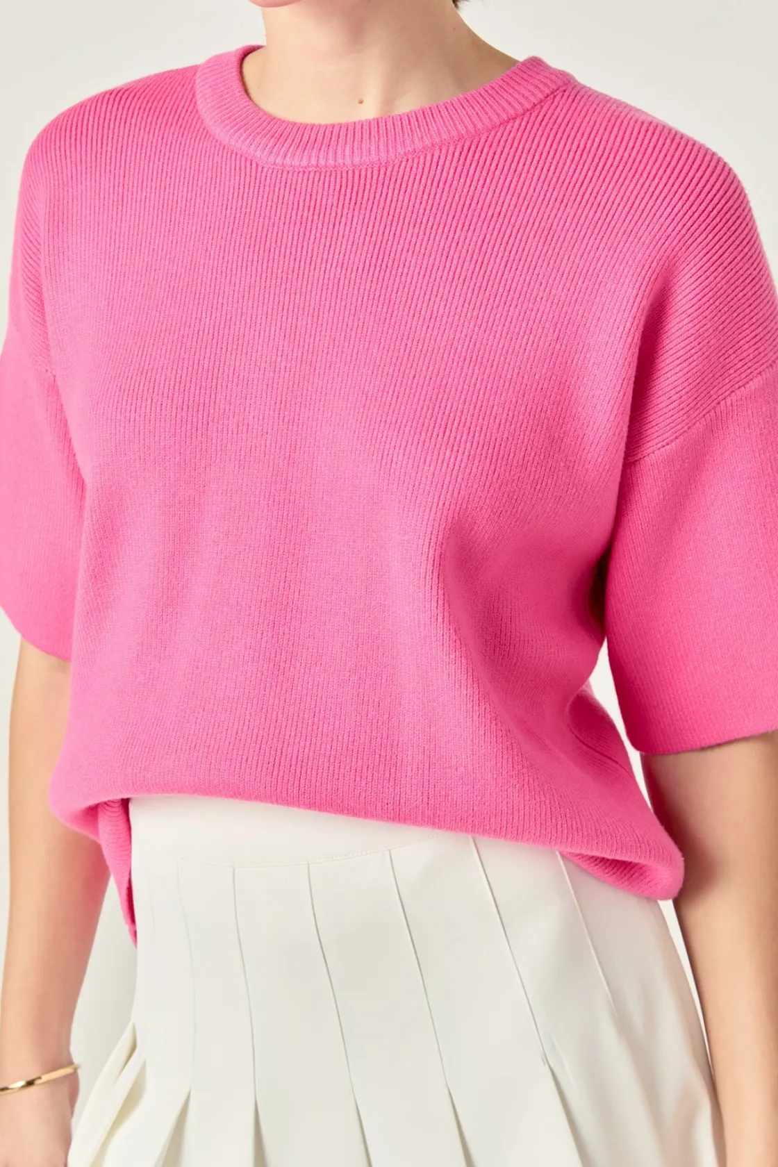 english_factory__collar_k_0.webp ENGLISH FACTORY Sweaters & Knits | Matching Sets*- Collar Knit Half Sleeves Top