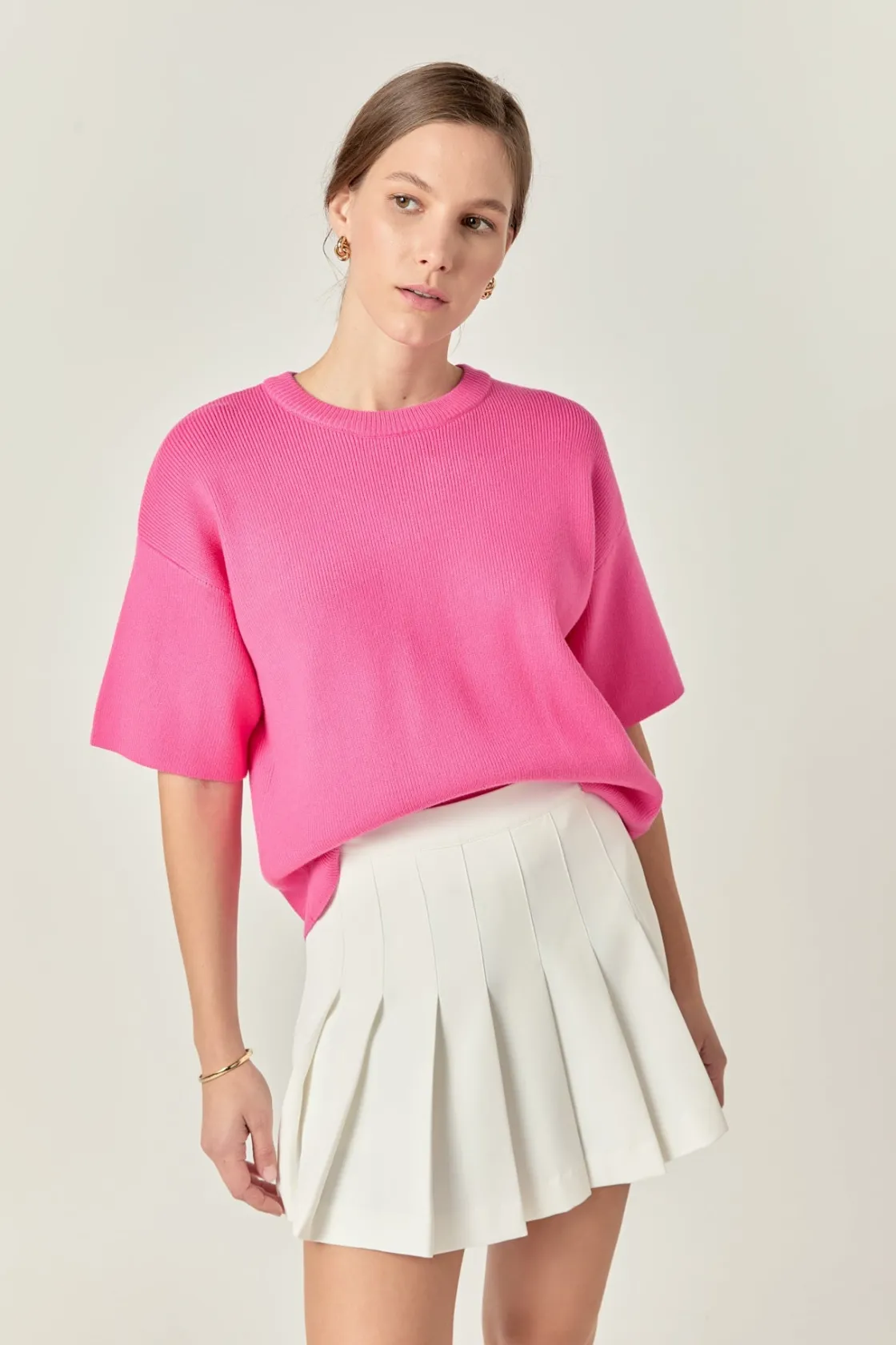 english_factory__collar_k_3.webp ENGLISH FACTORY Sweaters & Knits | Matching Sets*- Collar Knit Half Sleeves Top