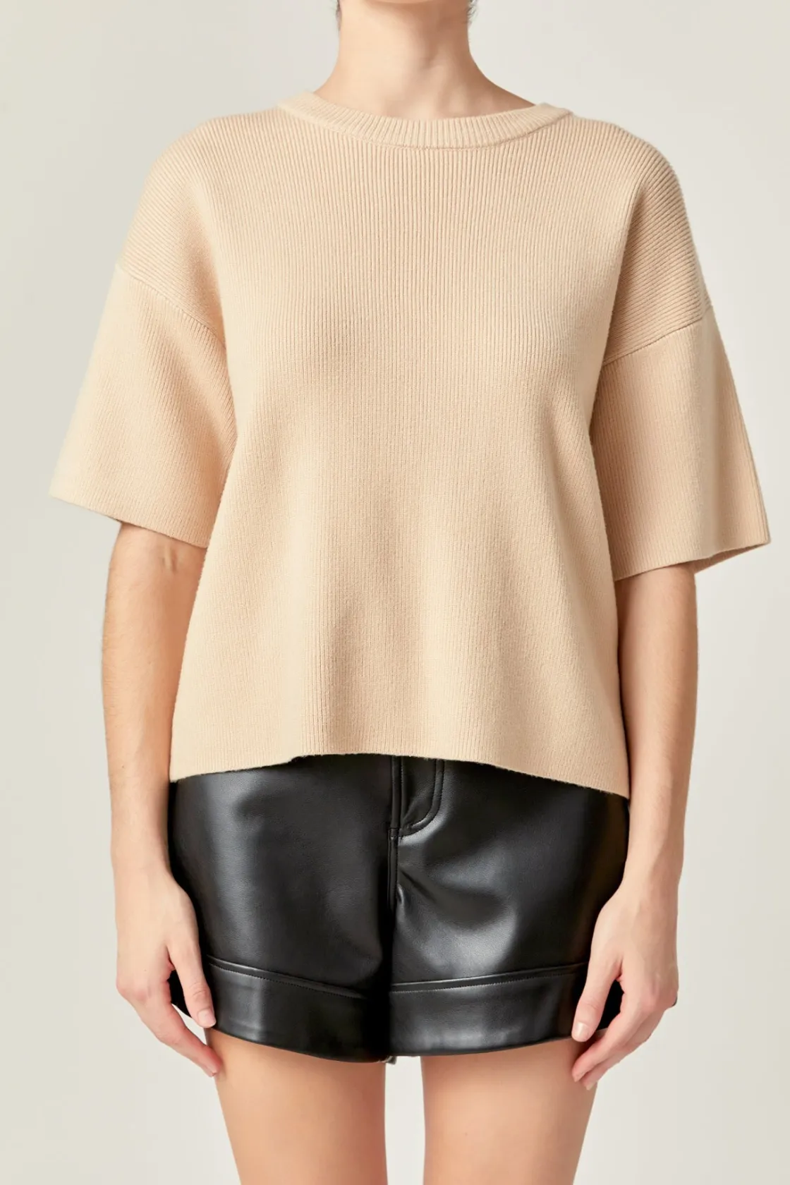 english_factory__collar_k_5.webp ENGLISH FACTORY Sweaters & Knits | Matching Sets*- Collar Knit Half Sleeves Top