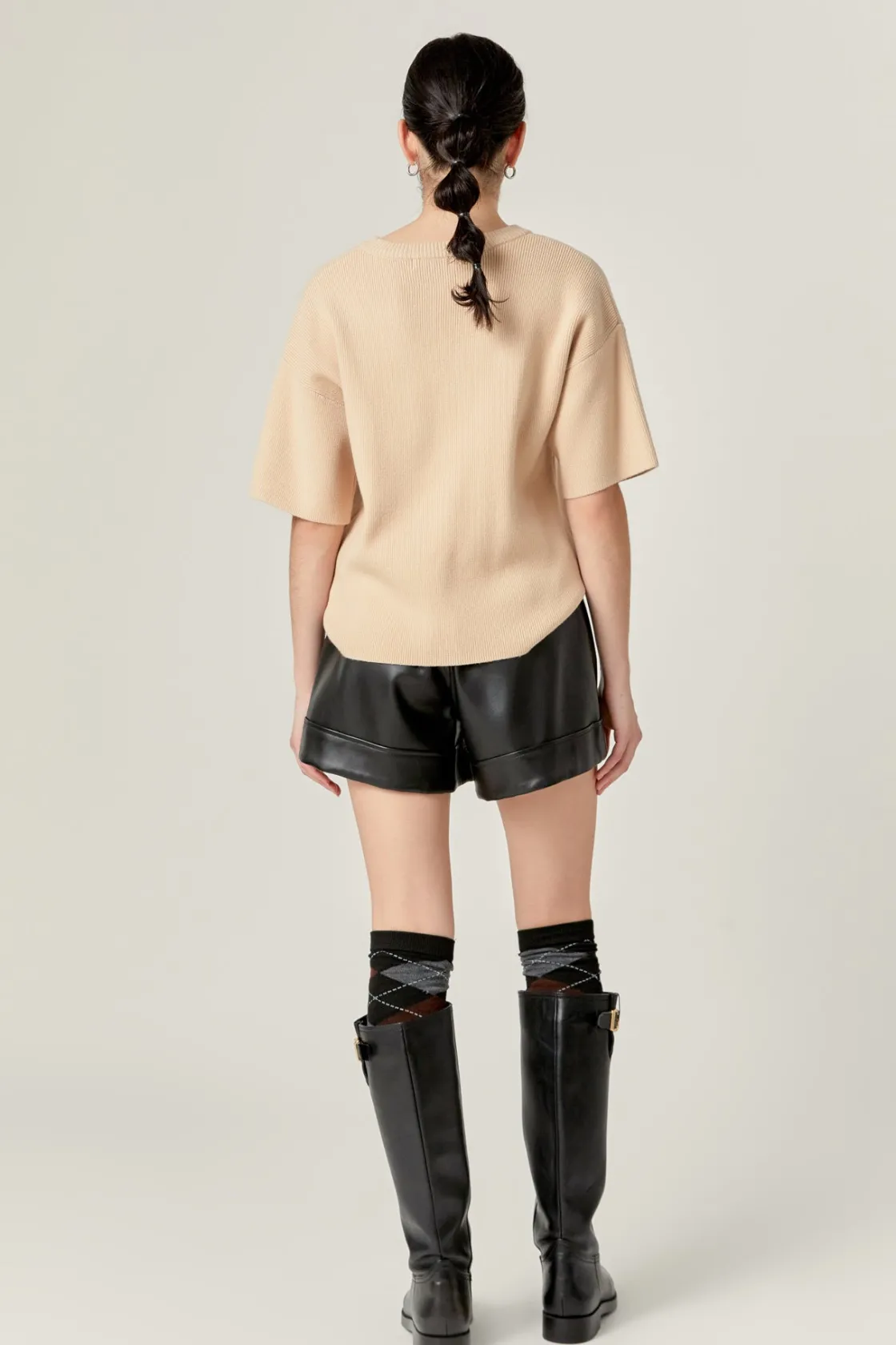 english_factory__collar_k_7.webp ENGLISH FACTORY Sweaters & Knits | Matching Sets*- Collar Knit Half Sleeves Top