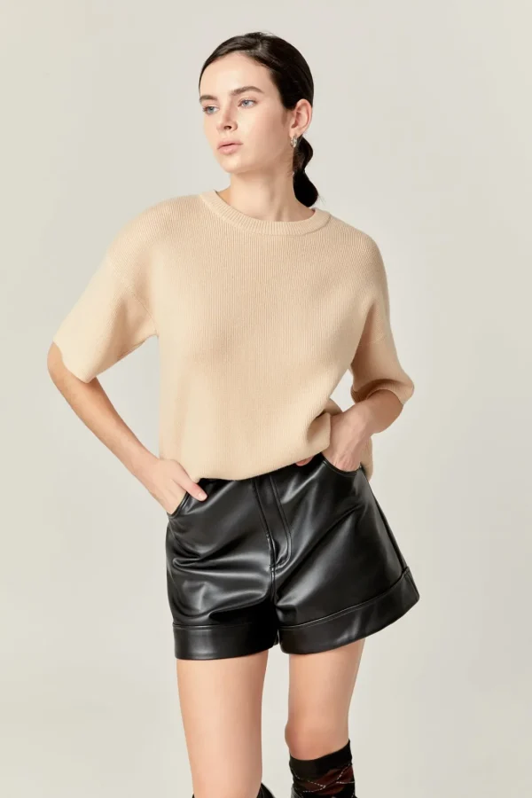 ENGLISH FACTORY Sweaters & Knits | Matching Sets*- Collar Knit Half Sleeves Top