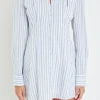 ENGLISH FACTORY Tops*- Collar Shirt Mini Dress WHITE/BLUE