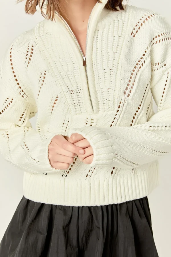 ENGLISH FACTORY Sweaters & Knits | Tops*- Collar Zip Up Knit WHITE