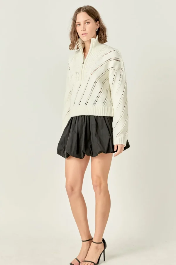 ENGLISH FACTORY Sweaters & Knits | Tops*- Collar Zip Up Knit WHITE