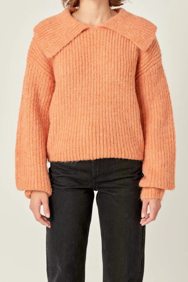 ENGLISH FACTORY Sweaters & Knits | Tops*- Collared Rib Chunky Sweater