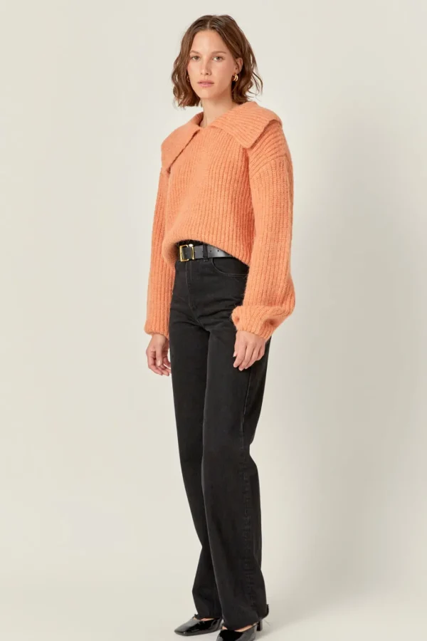 ENGLISH FACTORY Sweaters & Knits | Tops*- Collared Rib Chunky Sweater