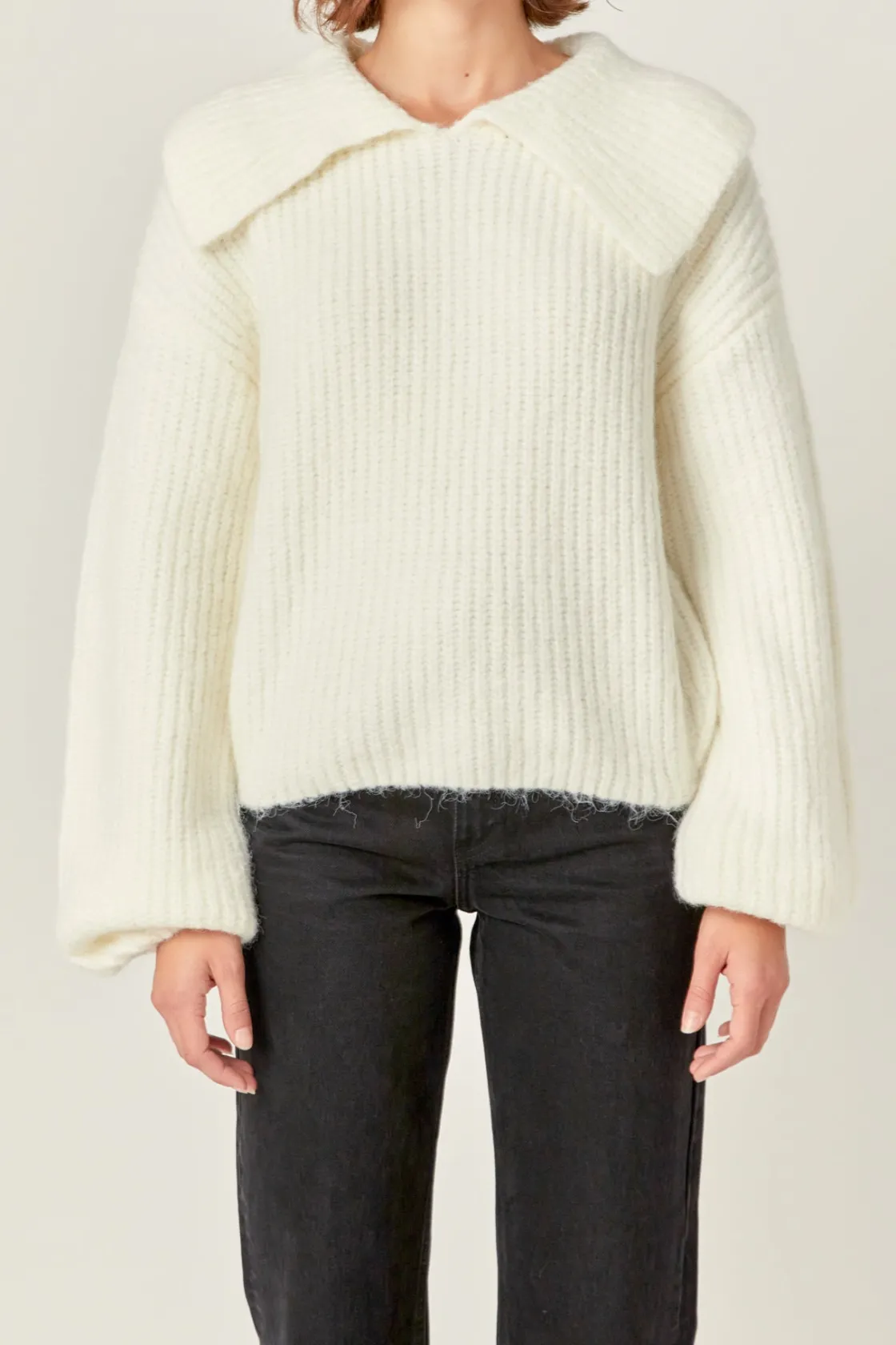 english_factory__collared_5-1.webp ENGLISH FACTORY Sweaters & Knits | Tops*- Collared Rib Chunky Sweater