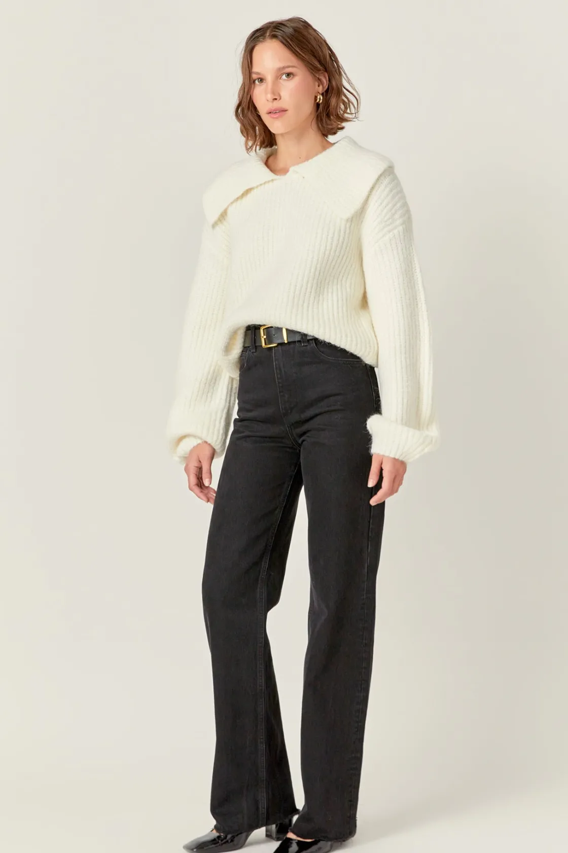 english_factory__collared_6-1.webp ENGLISH FACTORY Sweaters & Knits | Tops*- Collared Rib Chunky Sweater