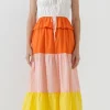 ENGLISH FACTORY Tops*- Color Block Tied Detail Shirring Dress MULTI