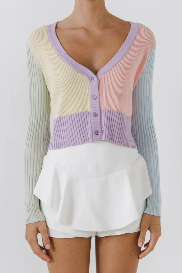 ENGLISH FACTORY Cardigans | Tops*- Color Blocked Knit Cardigan MULTI