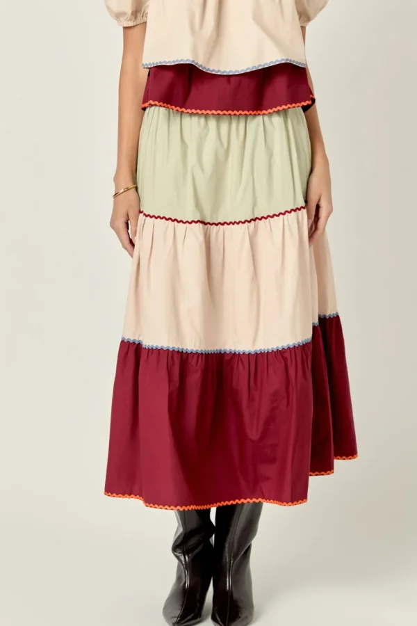 ENGLISH FACTORY Matching Sets | Skirts*- Color Block Midi Skirt MULTI