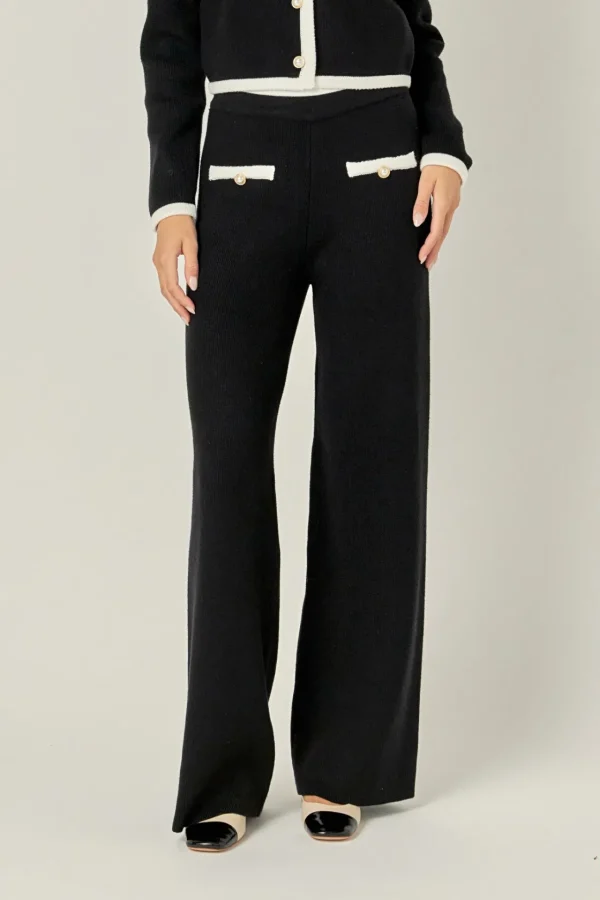 ENGLISH FACTORY Matching Sets | Pants*- Color Block Pants BLACK/WHITE