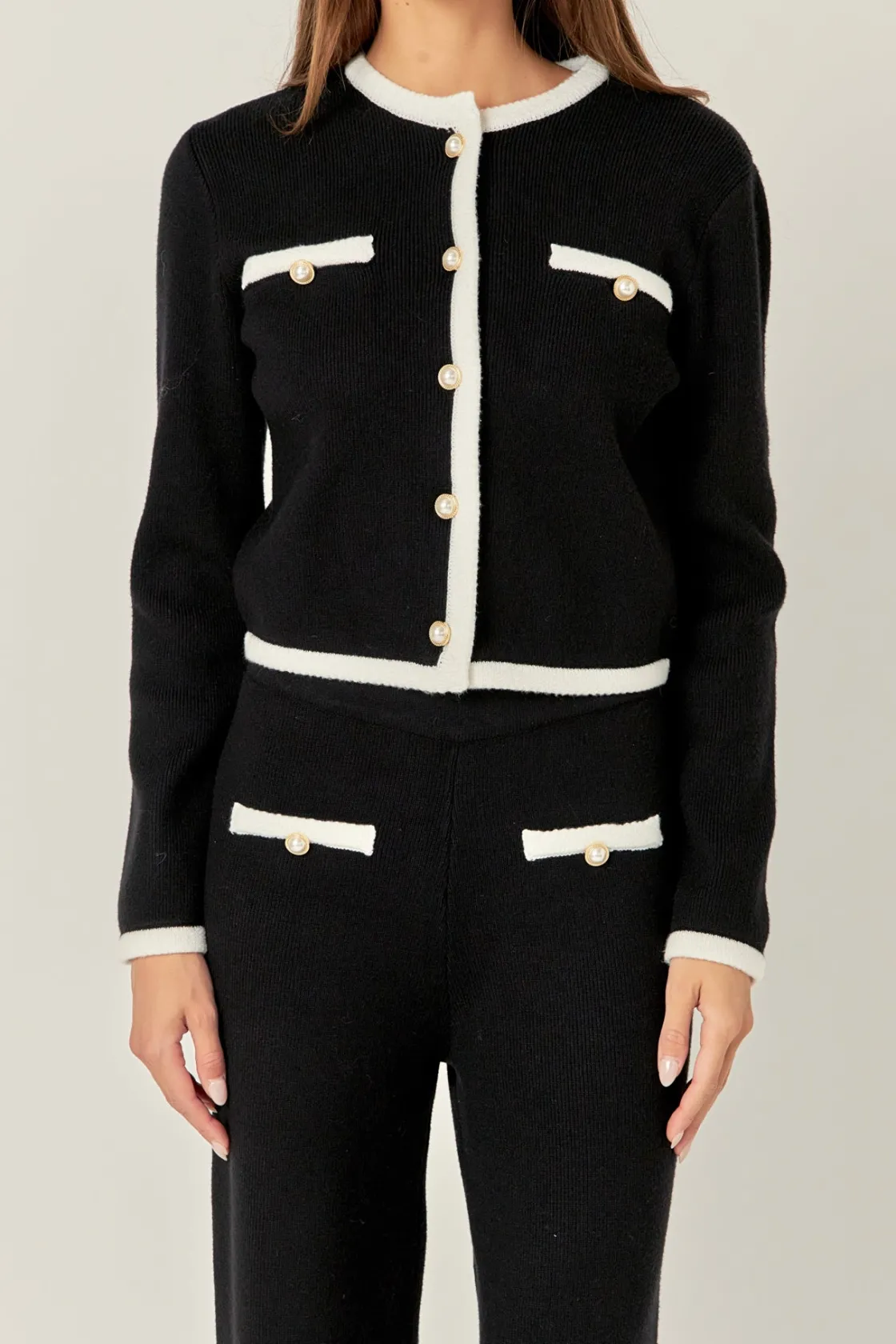 english_factory__color_bl_0-16.webp ENGLISH FACTORY Matching Sets | Jackets & Coats*- Color Block Cardigan BLACK/WHITE