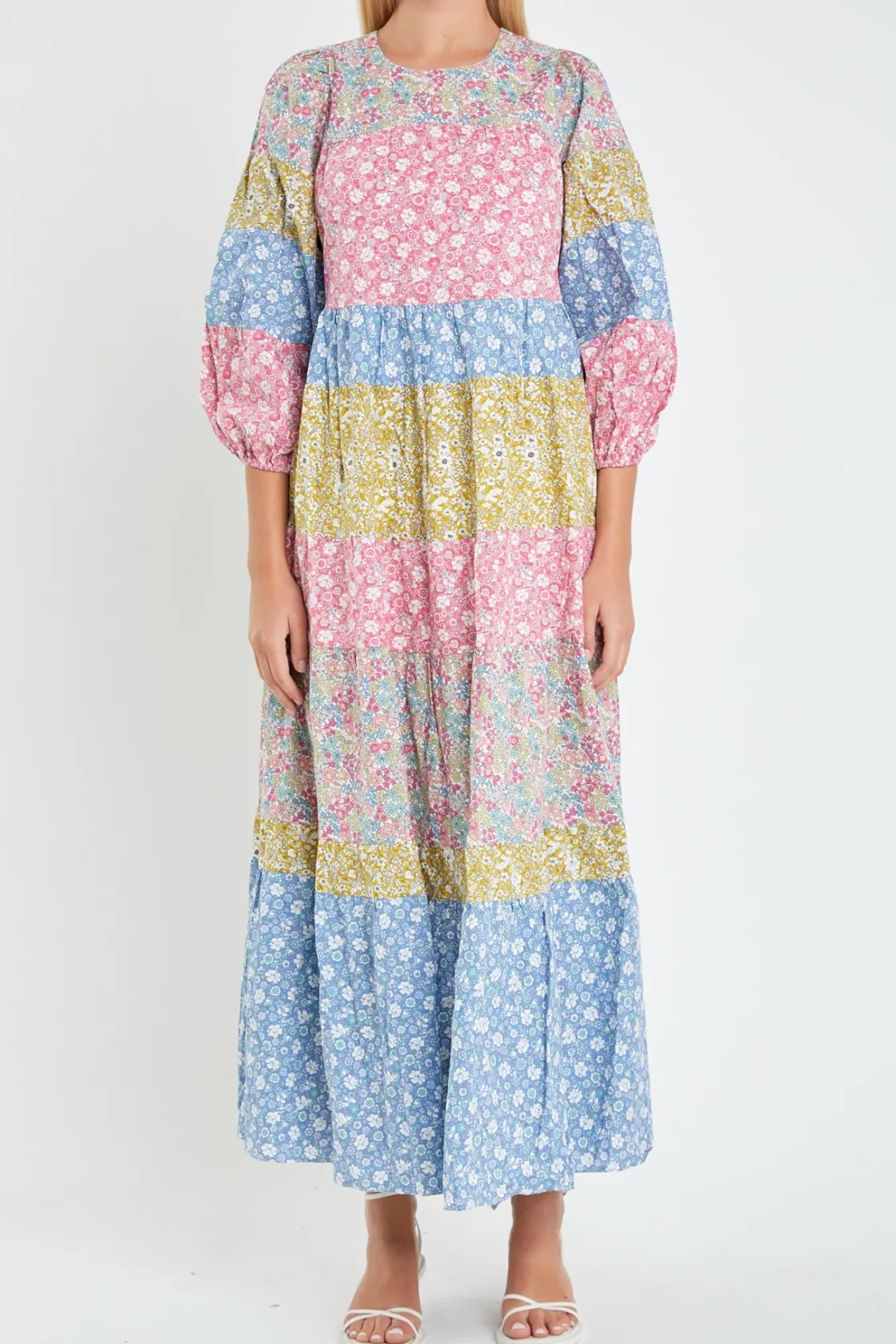 english_factory__color_bl_0-20.webp ENGLISH FACTORY Floral Dresses*- Color Block Tiered Maxi Dress MULTI