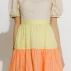ENGLISH FACTORY Puff Sleeve*- Color Block Midi Dress MULTI