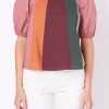 ENGLISH FACTORY Tops*- Color Block Top with 3/4 Sleeves MULTI