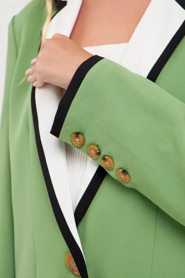 ENGLISH FACTORY Blazers | Tops*- Color Block Single Button Blazer GREENCOMBO